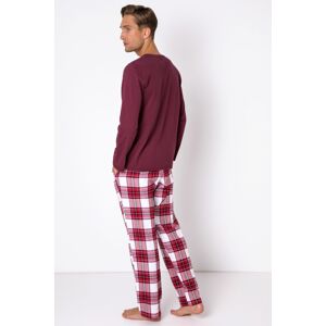 Pánské pyžamo Aruelle Nathan - dlouhé bavlněné Červená 2XL(44)