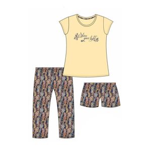Trojdílné dámské pyžamo Cornette 665/245 Shine Žlutá L