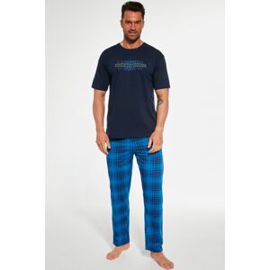 Pánské pyžamo Cornette Tokyo - krátký rukáv Tmavě modrá XL