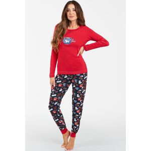 Dámské pyžamo Italian Fashion Makala  - vánoční motiv Červeno-tmavěmodrá M