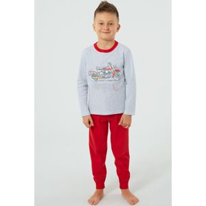 Chlapecké pyžamo Italian Fashion Junák - dlouhé bavlněné Šedo-červená 12 let