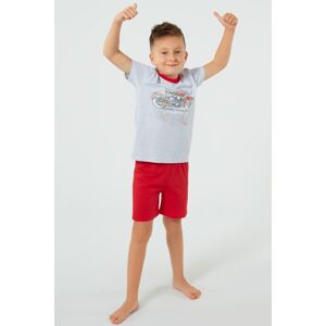 Chlapecké pyžamo Italian Fashion Junák - krátké bavlněné Šedo-červená 8 let
