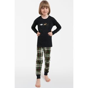 Chlapecké pyžamo Italian Fashion Seward - dlouhé bavlněné Tmavě šedá-zelená 12 let