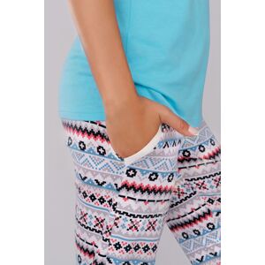 Dámské pyžamo Italian Fashion Piko - dlouhé nohavice Tyrkysová L