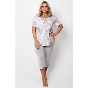 Dámské pyžamo Italian Fashion Bartonie  - plus size Šedo-ružová 3XL