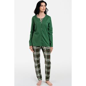 Dámské pyžamo Italian Fashion Asama - dlouhé propínací Zelená S