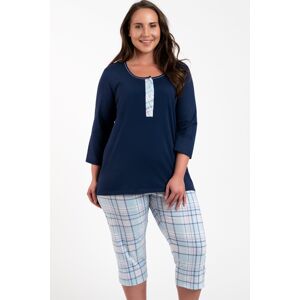 Dámské pyžamo Italian Fashion Allison - třičtvrteční bavlněné Tmavěmodrá-modrá L