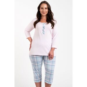 Dámské pyžamo Italian Fashion Allison - třičtvrteční bavlněné Růžovo-modrá 2XL