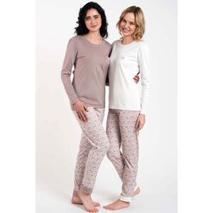 Dámské pyžamo Italian Fashion Juliana - dlouhé bavlněné Tmavě béžová XL