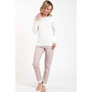 Dámské pyžamo Italian Fashion Juliana - dlouhé bavlněné Ecru XL