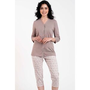 Dámské pyžamo Italian Fashion Juliana - propínací bavlněné Tmavě béžová XL