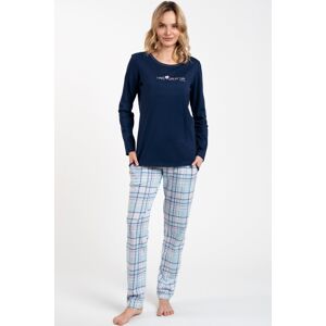 Dámské pyžamo Italian Fashion Glamour - dlouhé bavlněné Tmavěmodrá-modrá L