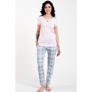 Dámské pyžamo Italian Fashion Glamour - bavlna Světle růžová-modrá XL