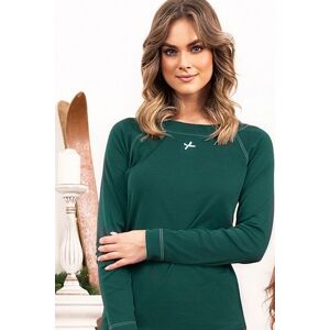 Dámské pyžamo Italian Fashion Tess - dlouhé bavlněné Tmavě zelená XL