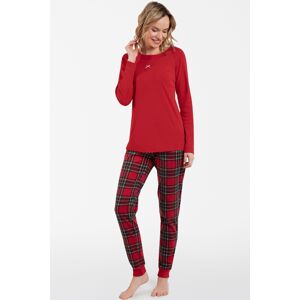 Dámské pyžamo Italian Fashion Tess - dlouhé bavlněné Červená XL