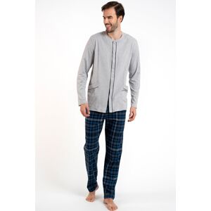 Pánské pyžamo Italian Fashion Jakub - bavlna Šedo-tmavěmodrá M