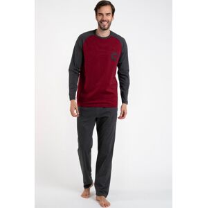 Pánské pyžamo Italian Fashion Morten - dlouhé z bavlny Bordó L