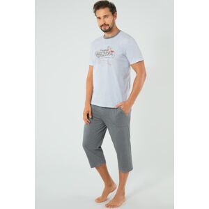 Pánské pyžamo Italian Fashion Junák - třičtvrteční Šedo-tmavěšedá XL