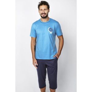 Pánské pyžamo Italian Fashion Abril - třičtvrteční nohavice Modrá 2XL