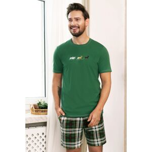 Pánské pyžamo Italian Fashion Seward - krátké z bavlny Zelená 2XL