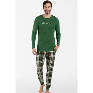 Pánské pyžamo Italian Fashion Seward - dlouhé bavlněné Zelená XL