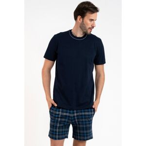 Pánské pyžamo Italian Fashion Ruben - krátké z bavlny Tmavě modrá 2XL
