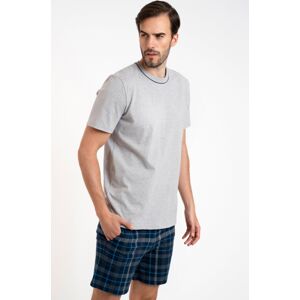 Pánské pyžamo Italian Fashion Ruben - krátké z bavlny Šedá 3XL