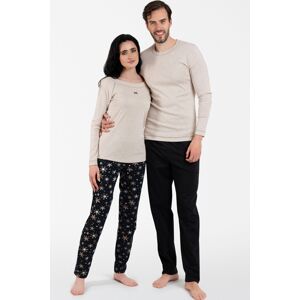Pánské pyžamo Italian Fashion Zermat - bavlna Béžovo-černá M