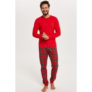 Pánské pyžamo Italian Fashion Narwik - dlouhé bavlněné Červená L