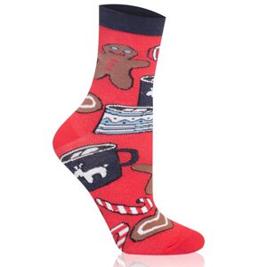 Dámské ponožky Italian Fashion S162D Cookies - bavlna Tmavě modrá-červená 39-41