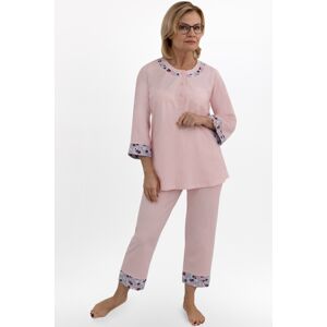Dámské pyžamo Martel Julie - tříčtvrteční bavlněné Světle růžová 2XL