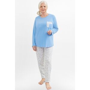 Dámské pyžamo Martel Lena - dlouhé bavlněné Světle modrá 3XL