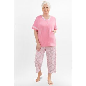 Dámské pyžamo Martel Nikola - propínací bavlněné Světle růžová 3XL