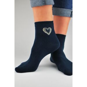 Dámské ponožky Noviti SB027 s lurexovým srdcem Tmavě modrá 35-38
