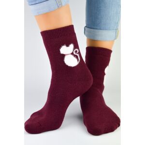 Dámské ponožky Noviti SB034 s kočkou Bordó 36-41