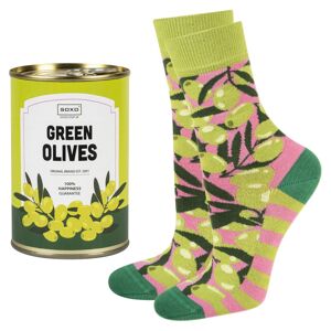 Unisex ponožky Soxo Olivy v plechovce Zelená 35-40